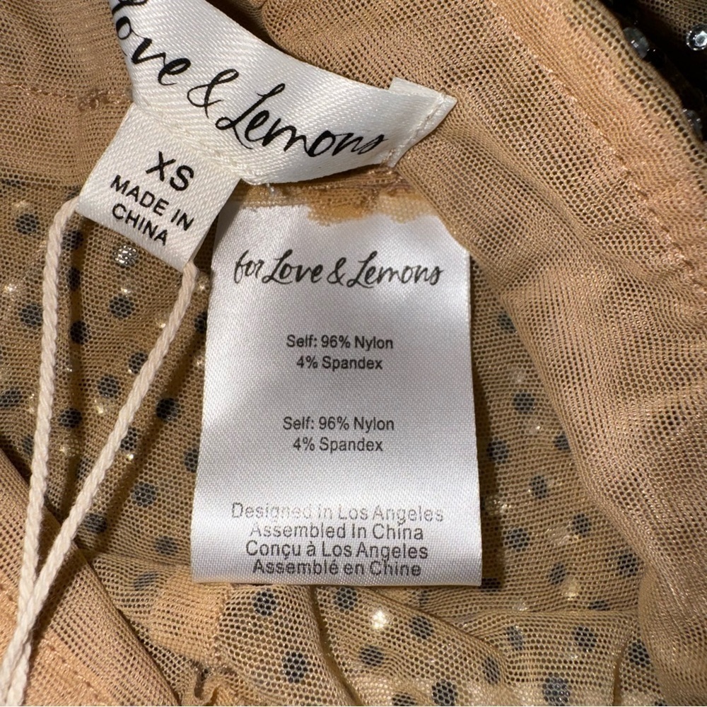 NWT For Love and Lemons Kiara Sheer Rhinestone embellished biker shorts XS - Picture 3 of 7